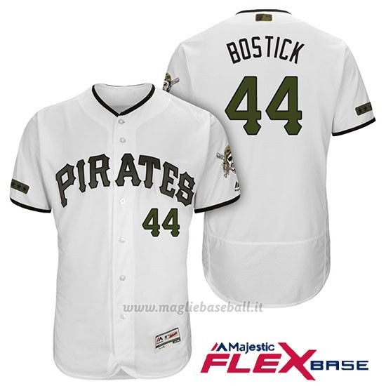 Maglia Baseball Uomo Pittsburgh Pirates Christopher Bostick Bianco 2018 1ªAlterner Flex Base